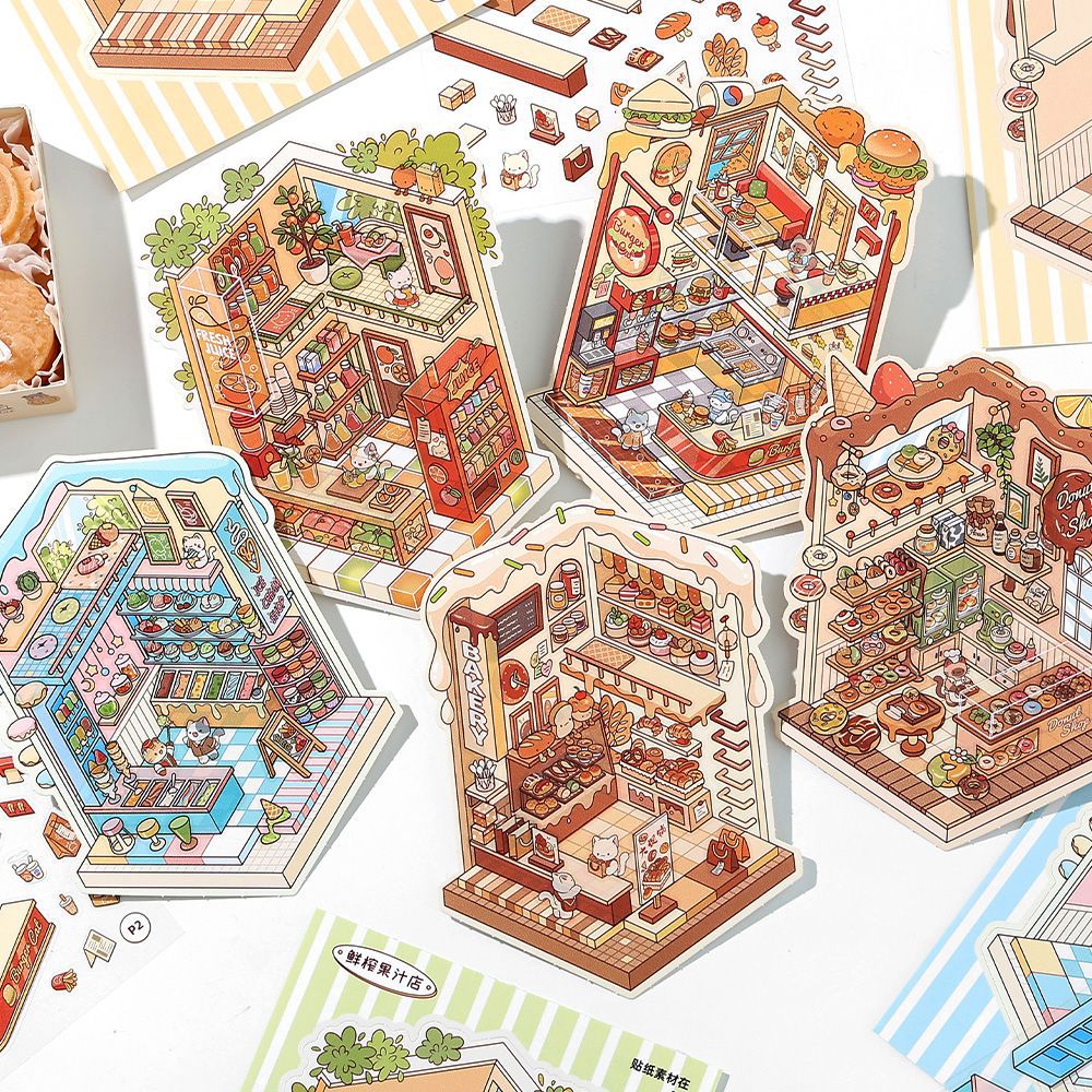 Infeel.Me El libro de pegatinas de paisajismo de tarjeta blanca está abierto hoy en la tienda Meow Meow, decoración creativa e interesante de cuentas a mano