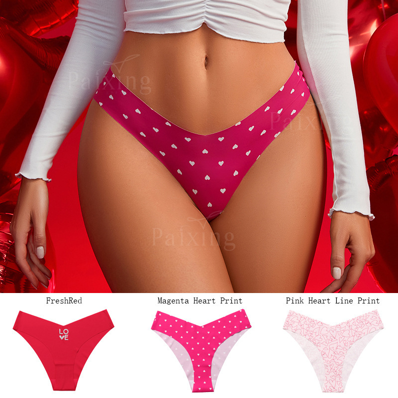 Valentine's Day limited seamless thin invisible yoga underwear one-piece V-shaped waist women's plus size briefs