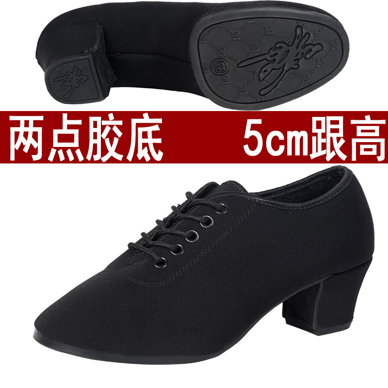 Zapatos de baile latinos profesionales, zapatos de baile de tacón medio de tela Oxford para adultos femeninos, fondo suave, práctica de baile moderno, baile social, zapatos de mujer