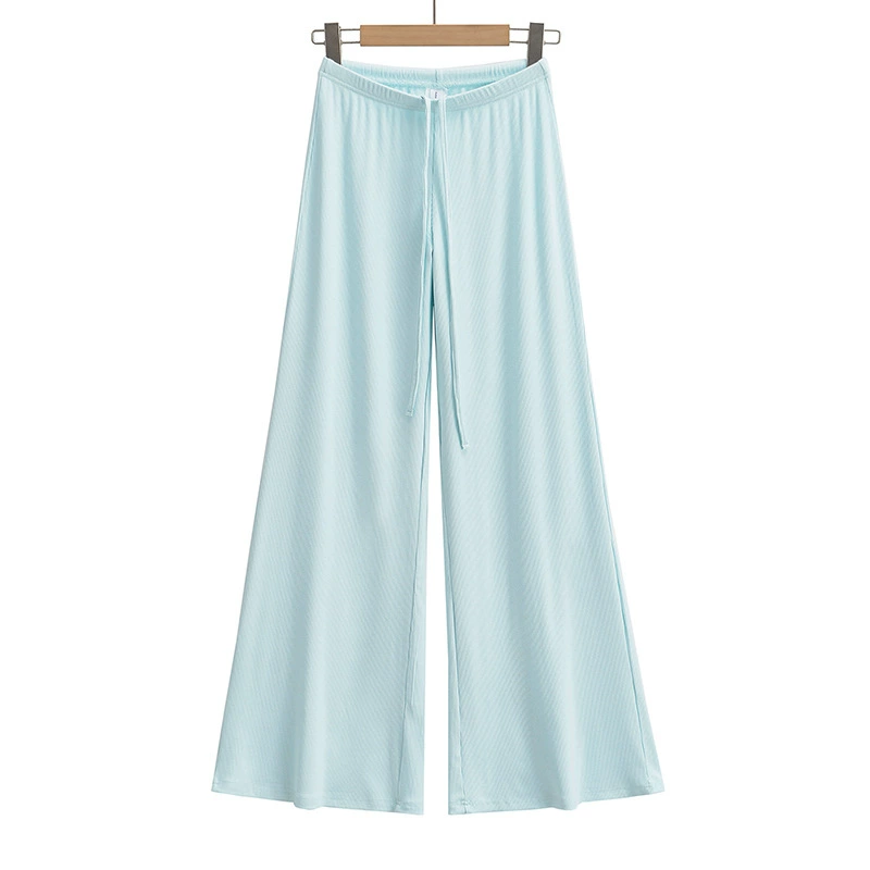Summer trousers for leisure, loose straight fit, drawstring