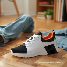 H家欧洲站2025春夏季新款男鞋透气运动休闲鞋 时尚小白鞋增高