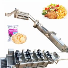 大型薯片油炸流水线自动翻面蛋酥油炸设备全自动香蕉片油炸生产线