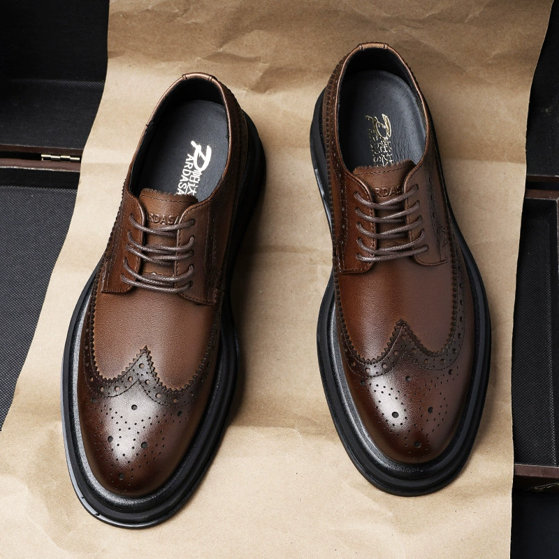 Прямые поставки с фабрики мужские туфли в британском стиле броги резные дерби из натуральной кожи повседневные ретро деловые формальные туфли мужские модные