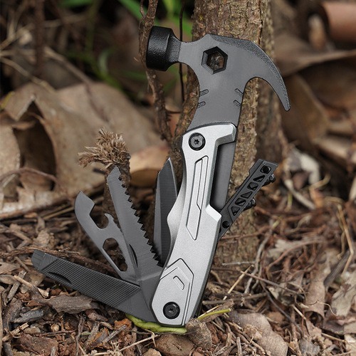 Cross-border multifunctional claw hammer with knife and bit for camping, outdoor portable tool, home repair emergency claw hammer