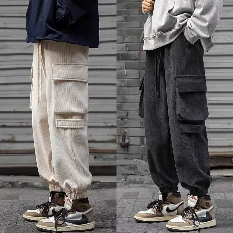 Вельветовые брюки для ног комбинезоны для мужчин осенью и зимой свободный американский прилив функциональный стиль брюки для мальчиков красивые повседневные брюки