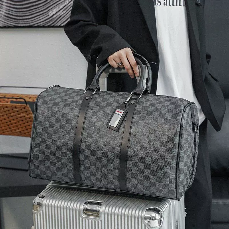 旅行包棋盘格子大容量旅行袋收纳包行李包批发防水斜挎手提便携