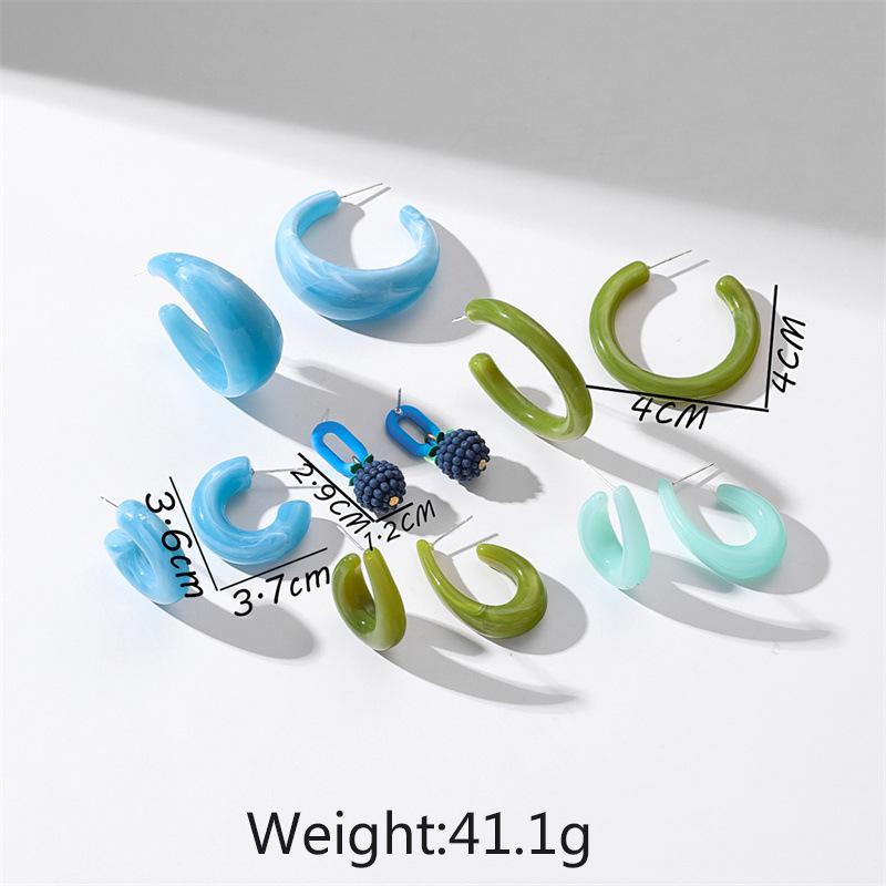 1 Set Casual Simple Style Heart Shape Petal Polishing Arylic Resin Hoop Earrings Drop Earrings Ear Studs display picture 27