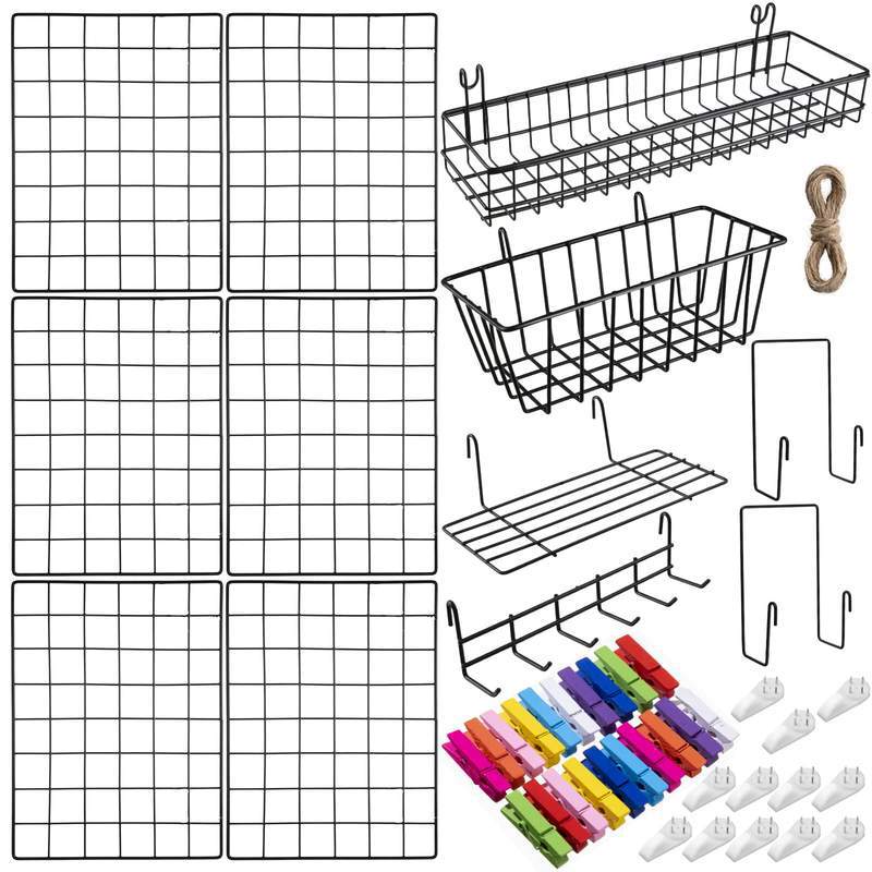 Mesh Grid Perforated Board Hanging Basket Wire Mesh Storage Basket Supermarket Multifunctional Storage Basket Exhibition Display Rack Hanging Accessory