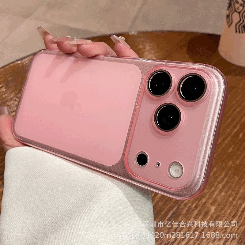 Ventana de segundo más grande para iPhone17Promax caso de teléfono móvil ultra delgado simple arena suave manzana 16 cubierta 15