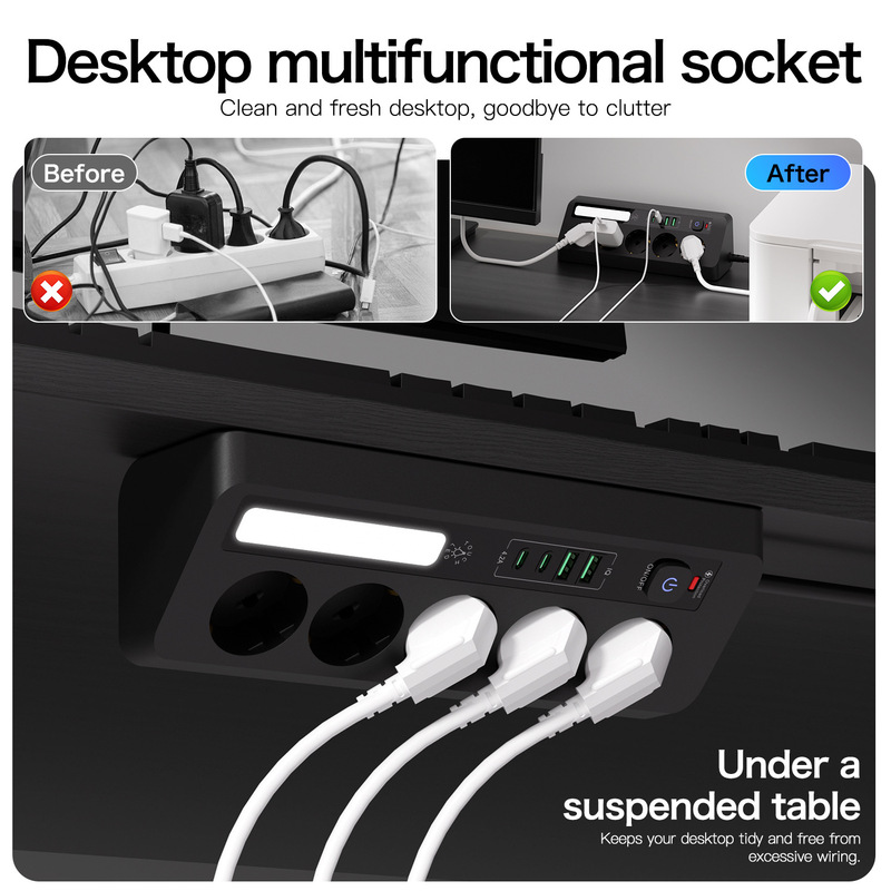 Amazonクロスボーダー専用延長コードヨーロッパプラグ5穴2C2Aハイパワーソケットタッチ3色ナイトライト|undefined