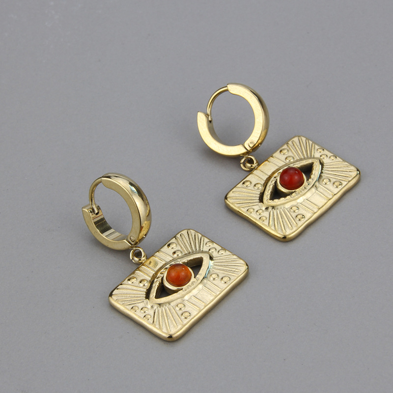 Simple Style Eye Titanium Steel Earrings Necklace Hollow Out Stainless Steel Necklaces