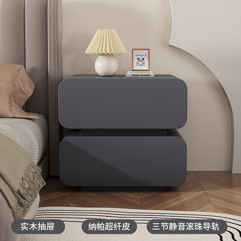 奶油风床头柜简约现代实木床头收纳柜家用床柜子卧室小型床边柜|undefined
