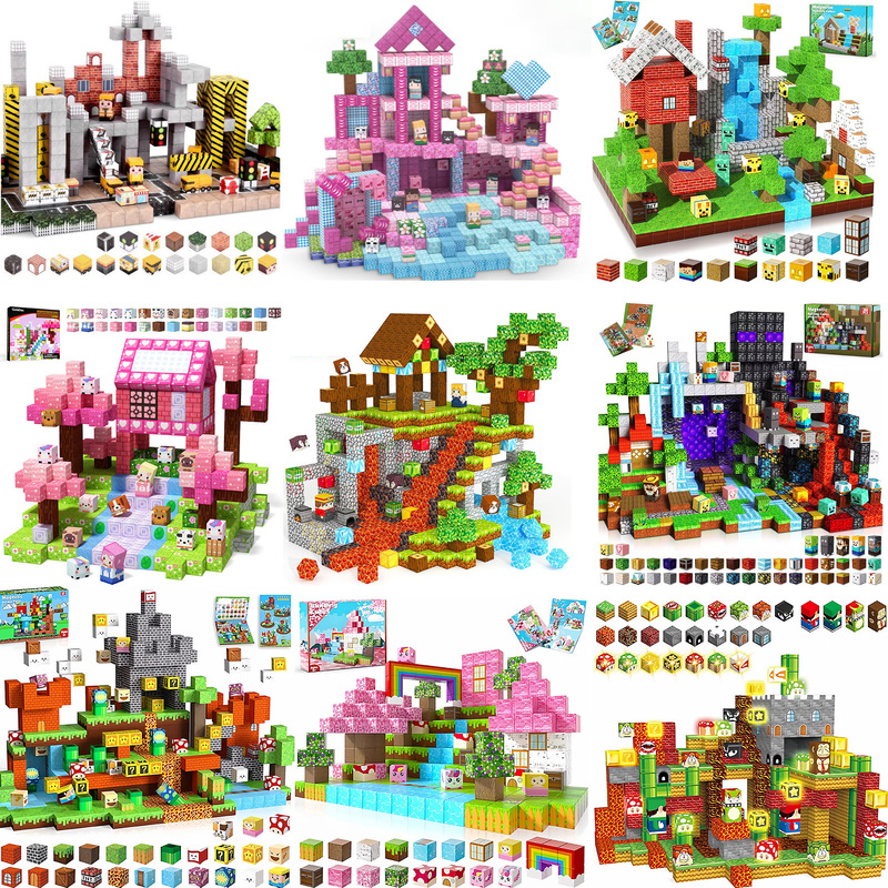 Cross-Border My Magnetic World Game Scene Magnetic Assembling Building Blocks Magnetic Cube Building Blocks Building Toys