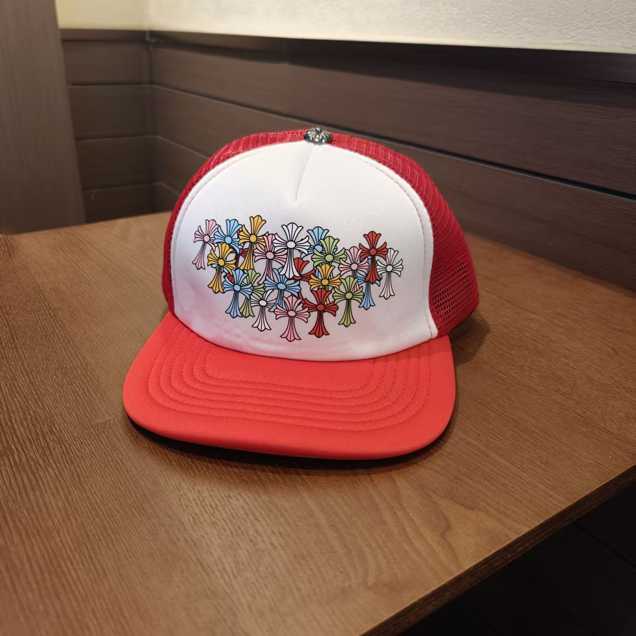 Sombrero para el sol CH Cro de verano para parejas nuevas de moda americana, sombrero de hip-hop de ala plana bordado a la moda ~ sombrero de malla de béisbol