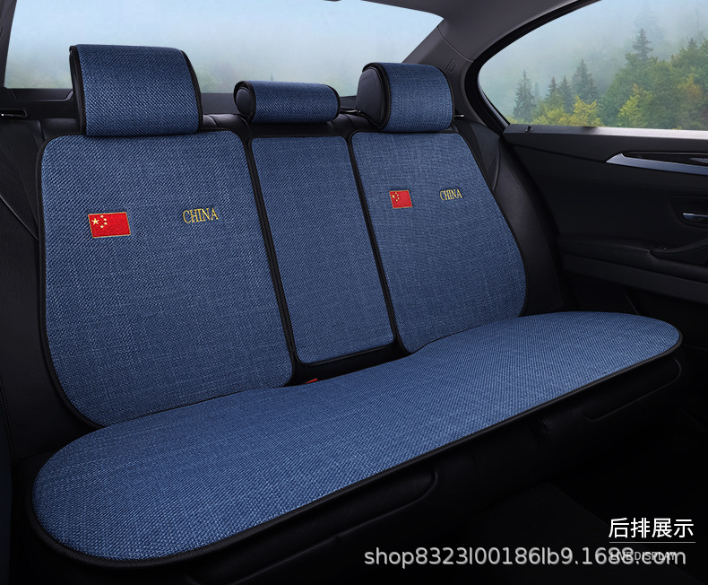 New Car Seat Cushion Made of Cotton and Linen, Suitable for All Seasons, Breathable, Non-Slip, Three-Piece Backrest Cushion, Available for Dropshipping