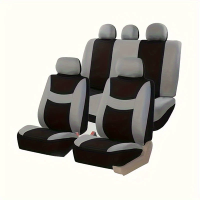 Five-Seater Car Fabric Seat Cover | Universal seat cover - gray-9-piece-set-complete-set-of-five-seats