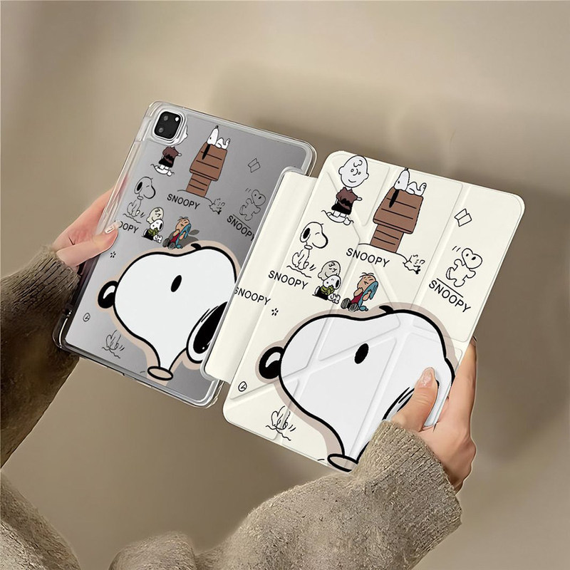 Cartoon Snoopy Is Suitable for Apple iPad Tablet Protective Case 10Th Generation Y-Fold Air8 Pen Slot Pro Anti-Bending Mini Cartoon Snoopy Is Suitable for Apple iPad Tablet Protective Case 10Th Generation Y-Fold Air8 Pen Slot Pro Anti-Bending Mini