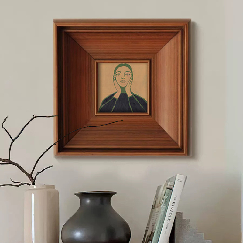 French niche art living room decorative painting Nordic retro Chinese style hallway bedroom corridor portrait hanging painting