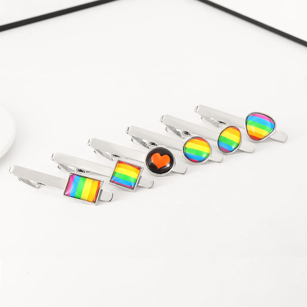Kreative mode neue männer regenbogen krawatte clip persönlichkeit business einfache anzug krawatte clip zubehör spot_voghion.com