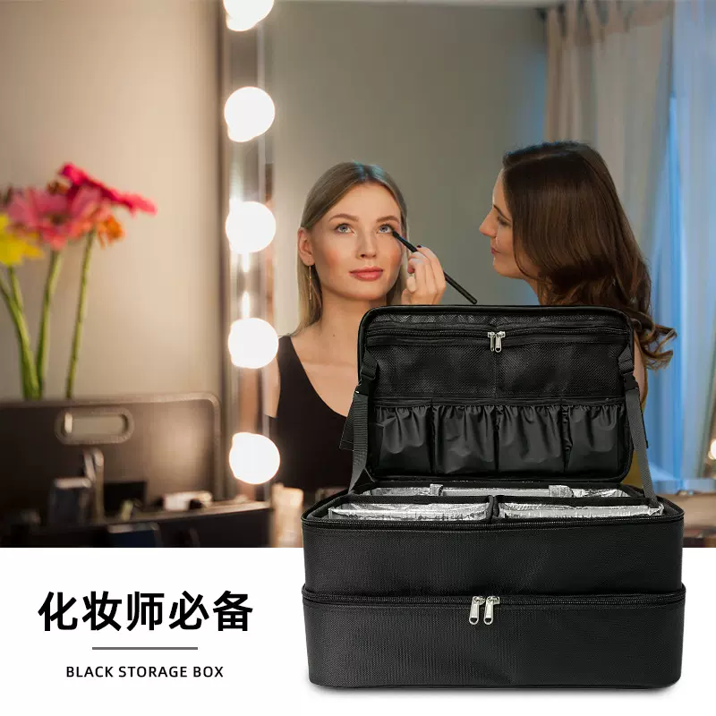 亚马逊跨境手提美甲收纳化妆包简约防水新款专业多功能美容工具箱