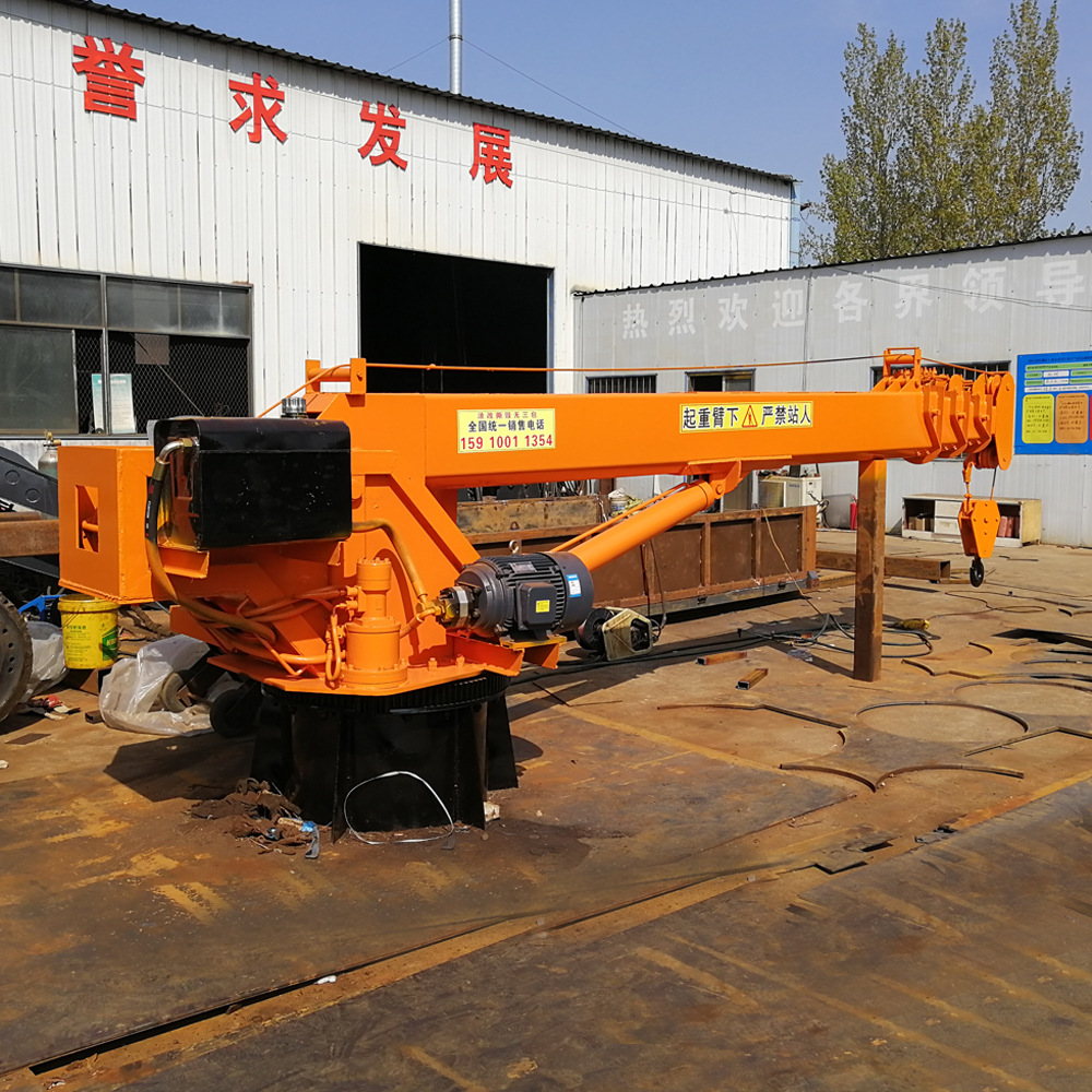 船吊 船舶随船吊机自制液压码头固定立柱吊机 悬臂伸缩吊