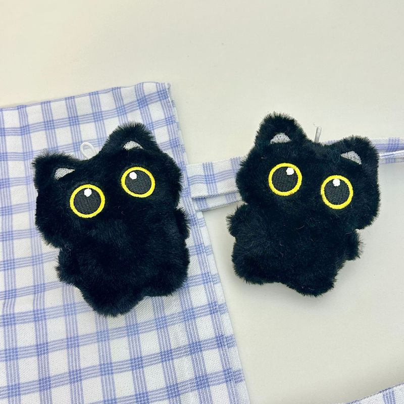 可爱呆萌吱吱叫大眼黑猫公仔挂件暹罗猫铃铛猫挂饰包包钥匙扣装饰|undefined