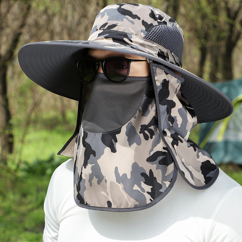 Colorful sun protection hat, face shield, mosquito and sandproof, hiking neck protection hat for men, fisherman hat, one-piece drop shipping