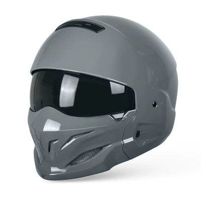 Motosiklet kaskı (dəbilqə) | with Bluetooth, Suitable for Motorcycles - cement-gray-black-tea-m53-54cm