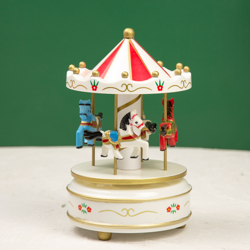 Caja de Música Creativa del carrusel caja de música de regalo de Navidad regalo de cumpleaños decoración de escritorio Decoración