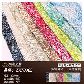 亮片绣花布面料秋季新款欧美涤网礼服舞台服女装连衣裙面料