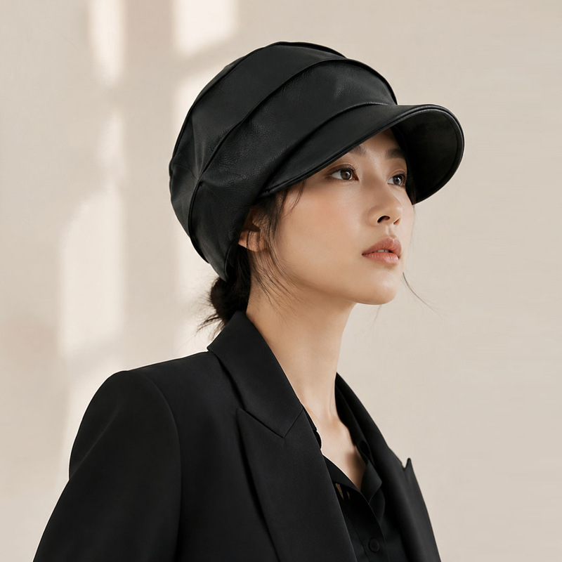 빈티지 백합 가죽 베레모 가을 겨울 개성 유행 트렌드 신문 아동모 기질 얼굴 작고 심플한 모자녀