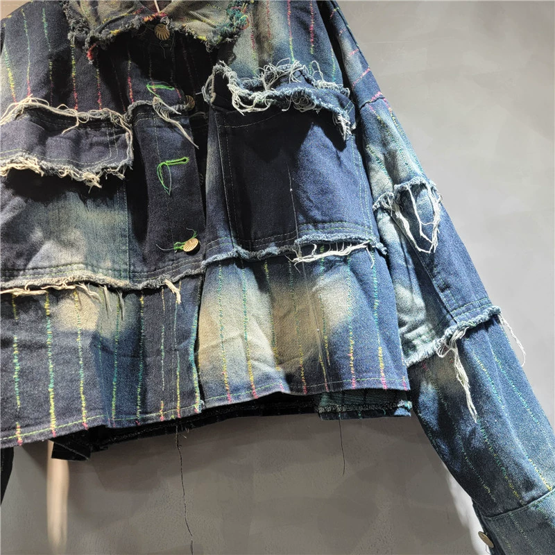 Genuine design denim autumn long-sleeve, jacket, oversize