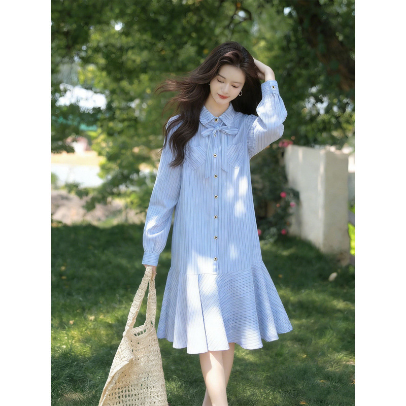 2026 Spring New French-Style Striped Elegant Mermaid Long Dress Loose Fit Belly-Covering Nursing Maternity Dress 2026 Spring New French-Style Striped Elegant Mermaid Long Dress Loose Fit Belly-Covering Nursing Maternity Dress