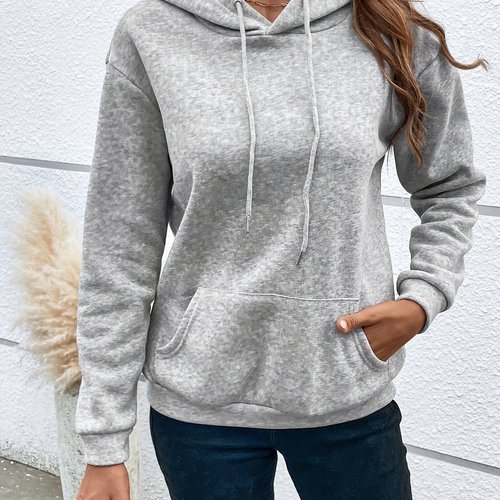 【Cross-border Euro Code】New Loose Plain Hooded Sweatshirt for Export with Fleece Pure Color Spring and Autumn Trend Brand Hoodie