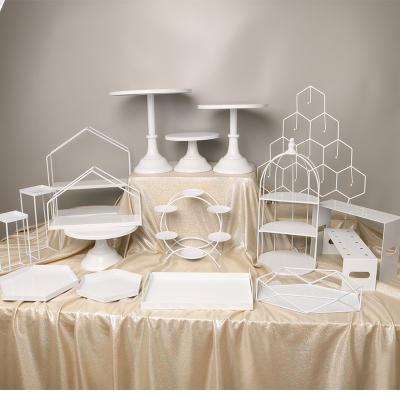 Mesa de postre de hierro blanco pastel decoración soporte de exhibición bandeja MESA DE BODA tarde Merienda soporte comida fría té descanso