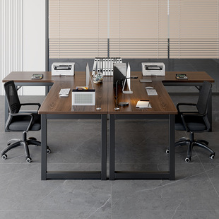 Corner desk staff station minimalist office table and chair combination simple modern double seat sitting staff table