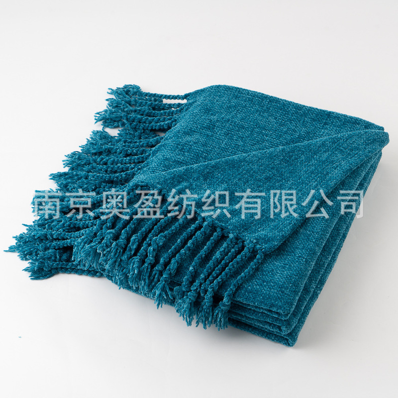 亚马逊雪尼尔搓须毯沙发毯办公室午睡毯子披肩毯装饰床搭流苏毯子|undefined