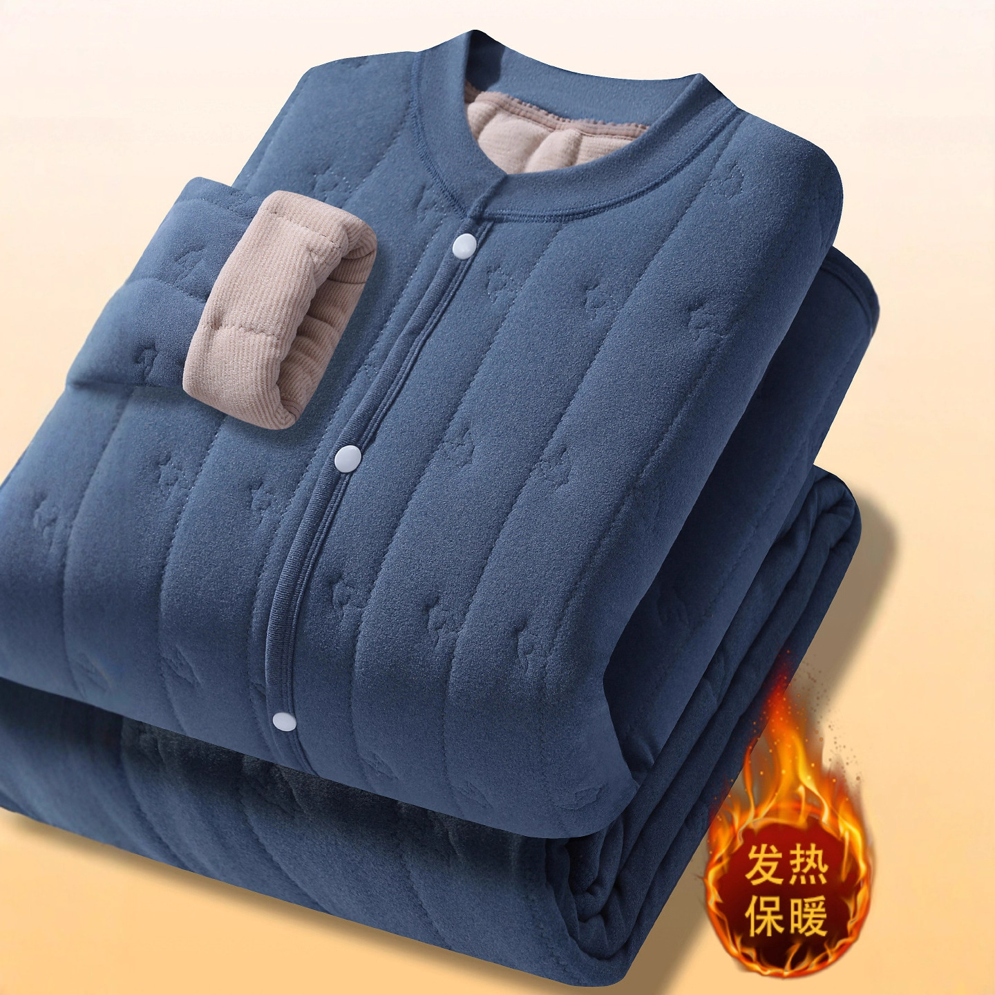 School Uniform Magic Winter Thermal Underwear Set for Teenagers, Men's Fleece-Lined Thickened Autumn Clothes and Pants, Cotton Jacket and Pants