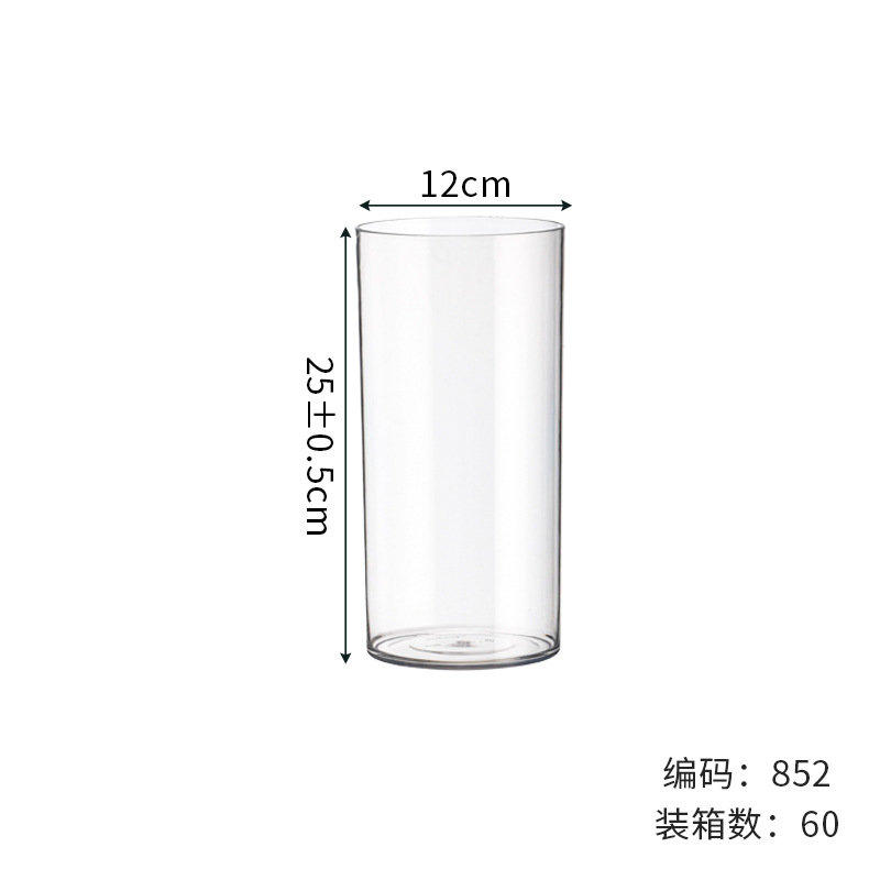 Jarrón de flores de plástico de sensación medieval de alta gama - Múltiples tamaños, alta transparencia, cubo despertador de flores, a prueba de caídas, imitación de vidrio, cubo para floristería/flores frescas