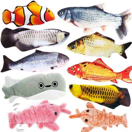 One piece Amazon electric fish that can jump to simulate fish, shrimp, shark, swinging fish to amuse cats and pets.