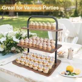 木质纸杯蛋糕架金属多层甜品展示架实木置物架奶油蛋糕零食架