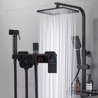 TOILET household black Paint constant temperature digital display Flower sprinkling suit All copper subject Shower pressure boost Nozzle wholesale