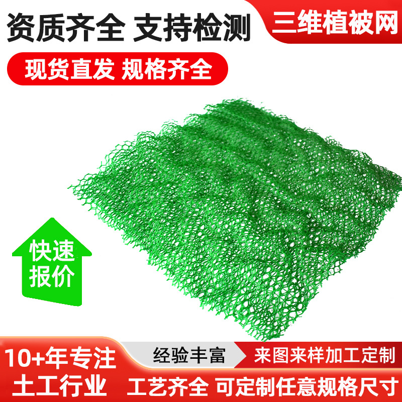 护坡加固三维植被网EM植草加筋hdpe复合土网绿色网边坡防护排水网