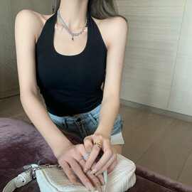 挂脖镂空辣妹美背一体罩杯无钢圈聚拢内搭外穿抹胸式无袖吊带背心