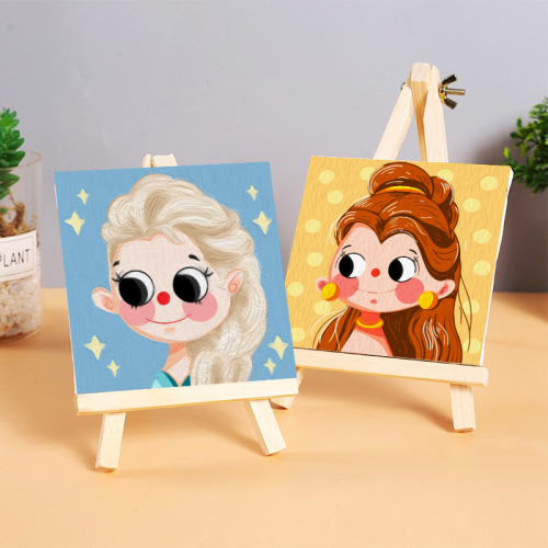 Square Cartoon Animation Digital Oil Painting Handmade Children's Oil Painting Coloring Drawing Cartoon Animation Small Size