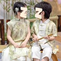 Детский китайский традиционный костюм Hanfu, новый стиль 2025 года, летний китайский традиционный костюм для девочек и мальчиков, детский костюм для выступления хора.