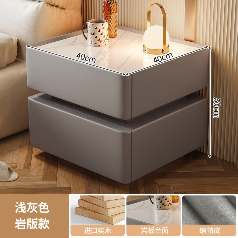 Mesita de noche inteligente, lujo ligero, alta calidad, madera maciza con luz 2024, nuevo dormitorio con cerradura, pequeño gabinete, simple y moderno