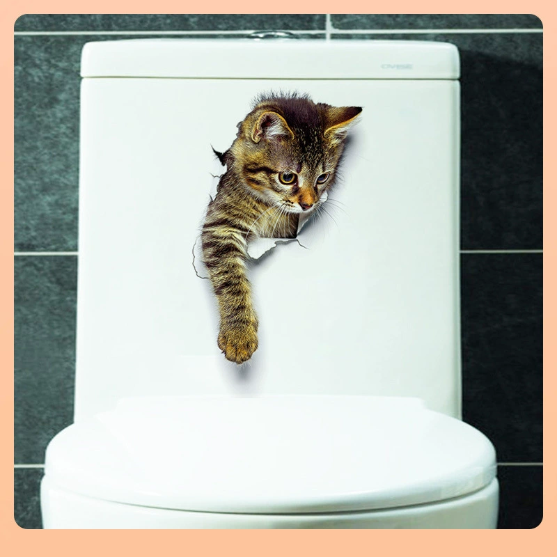 Наклейки для декора гостиной с котятами, оптовые наклейки для туалета, производитель комбинированных наклеек ✅ Водонепроницаемая 3D милая комбинированная наклейка на стену для спальни W18