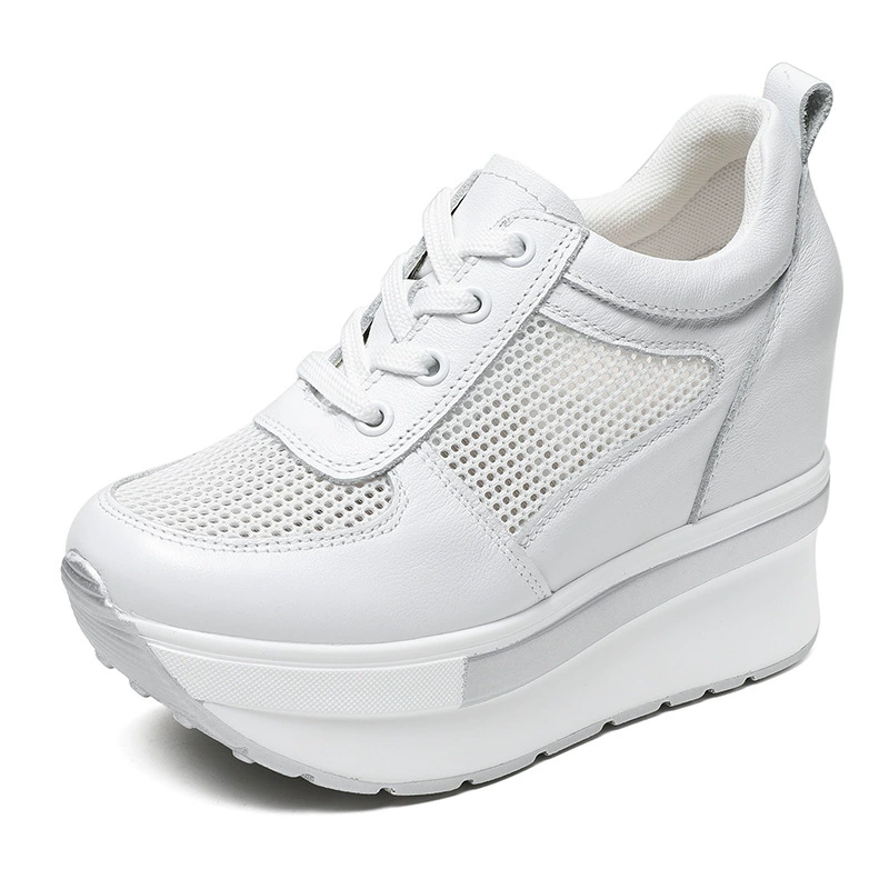 Summer leather white shoes for students, cowhide