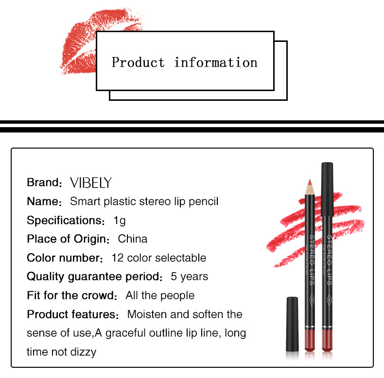 VIBELY European and American export matte non-stick cup lip liner lipstick 12-color line lip liner makeup cross-border wholesale Application Scenario